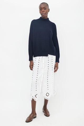 Vince Navy Asymmetrical Hem Knit Sweater