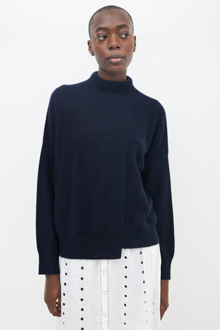 Vince Navy Asymmetrical Hem Knit Sweater