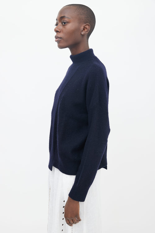 Vince Navy Asymmetrical Hem Knit Sweater