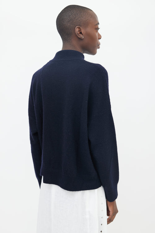 Vince Navy Asymmetrical Hem Knit Sweater