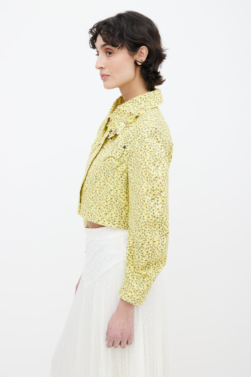 Vivetta Yellow Cotton Floral Print Cropped Jacket