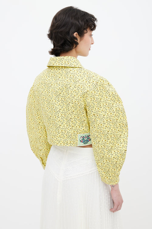 Vivetta Yellow Cotton Floral Print Cropped Jacket