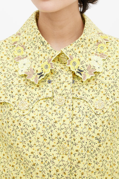 Vivetta Yellow Cotton Floral Print Cropped Jacket