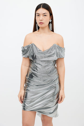 Vivienne Westwood Silver Shimmer Draped Corset Cocktail Dress