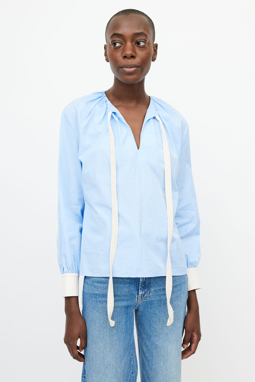 Wales Bonner Blue Cotton Gabriel Blouse