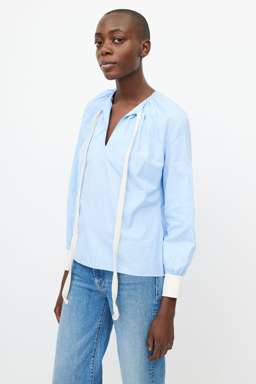 Wales Bonner Blue Cotton Gabriel Blouse