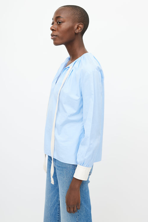 Wales Bonner Blue Cotton Gabriel Blouse