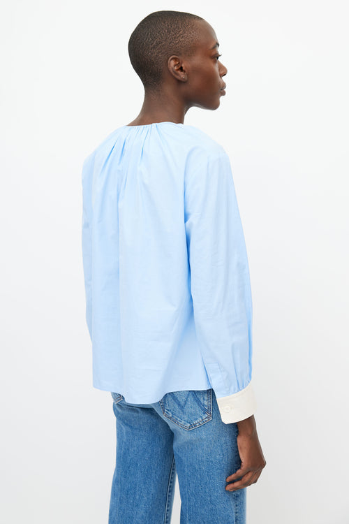 Wales Bonner Blue Cotton Gabriel Blouse