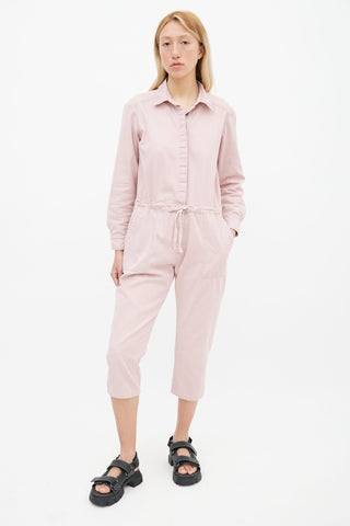 Xirena Pink Cotton Button-Up Capri Jumpsuit