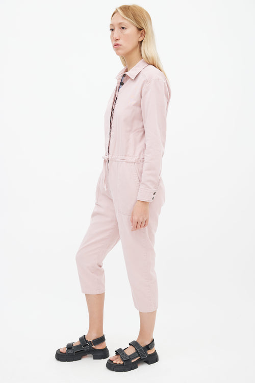 Xirena Pink Cotton Button-Up Capri Jumpsuit