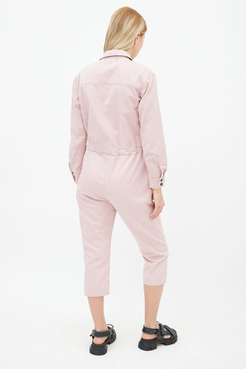 Xirena Pink Cotton Button-Up Capri Jumpsuit