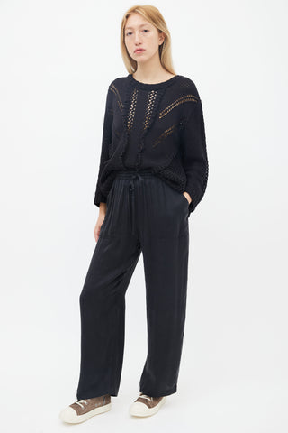 Xirena Black Silk Straight Leg Pant