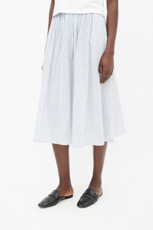 Xirena White 
Blue Cotton Stripe Skirt