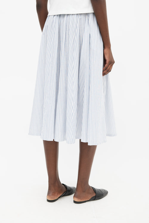 Xirena White 
Blue Cotton Stripe Skirt