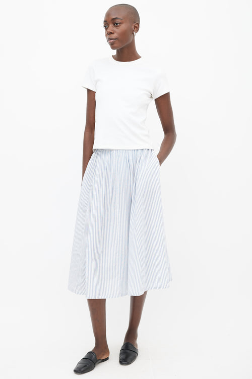 Xirena White 
Blue Cotton Stripe Skirt