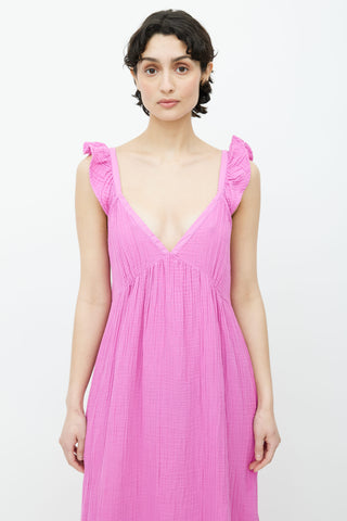 Xirena Pink Sleeveless V-Neck Maxi Dress