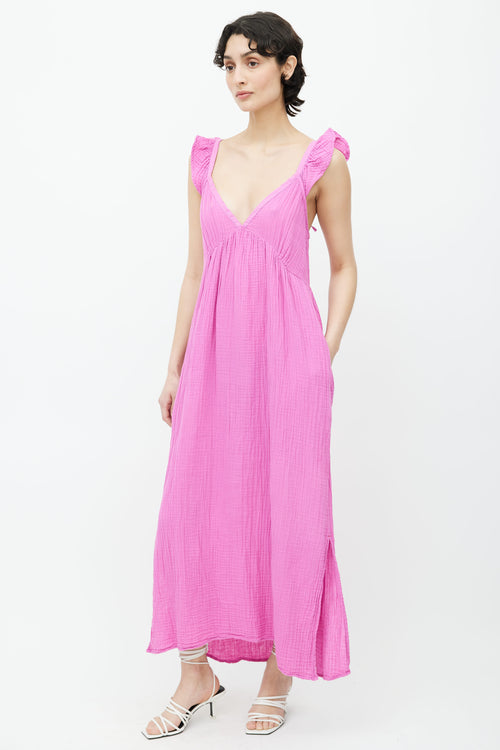 Xirena Pink Sleeveless V-Neck Maxi Dress