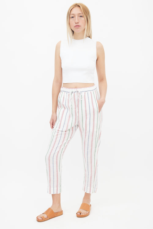 Xirena White 
Multi Stripe Straight Leg Trouser