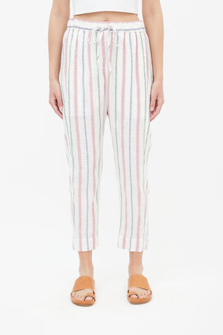 Xirena White 
Multi Stripe Straight Leg Trouser