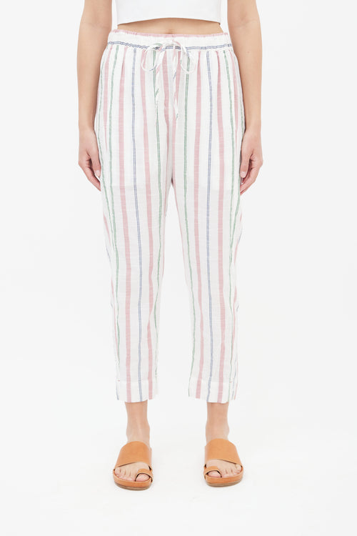 Xirena White 
Multi Stripe Straight Leg Trouser