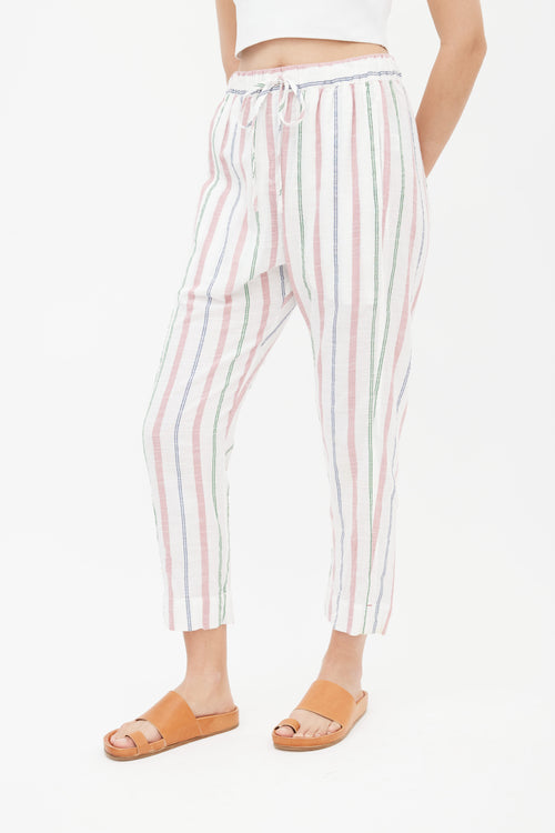 Xirena White 
Multi Stripe Straight Leg Trouser