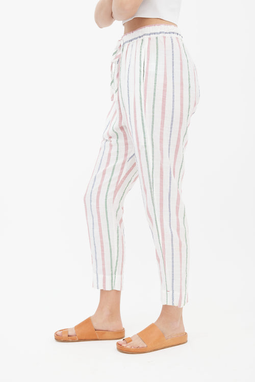 Xirena White 
Multi Stripe Straight Leg Trouser