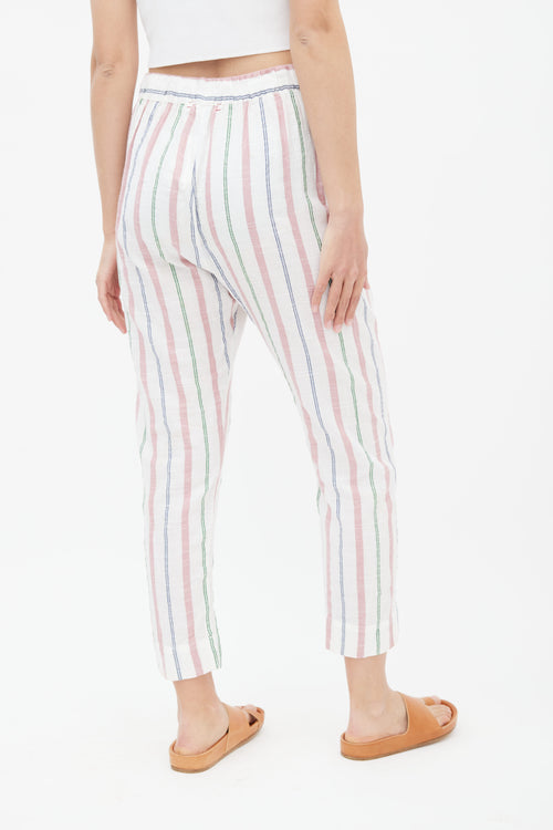 Xirena White 
Multi Stripe Straight Leg Trouser