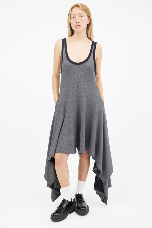 Y-3 Grey 
Black Tank Draped Jumpsuit