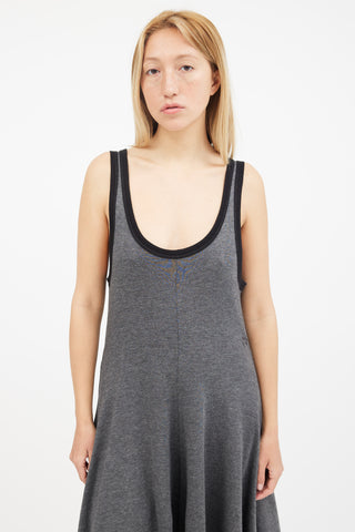 Y-3 Grey 
Black Tank Draped Jumpsuit