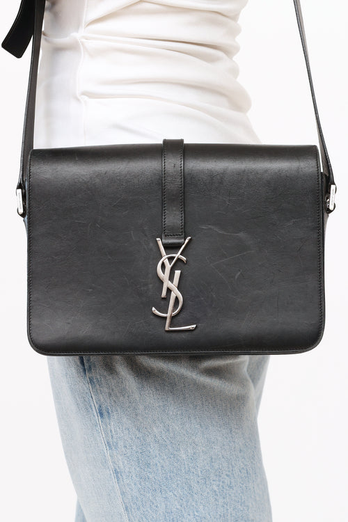 Saint Laurent Black Leather Universite Flap Bag