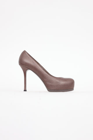 Saint Laurent Brown Iridescent Tribtoo 80 Pumps