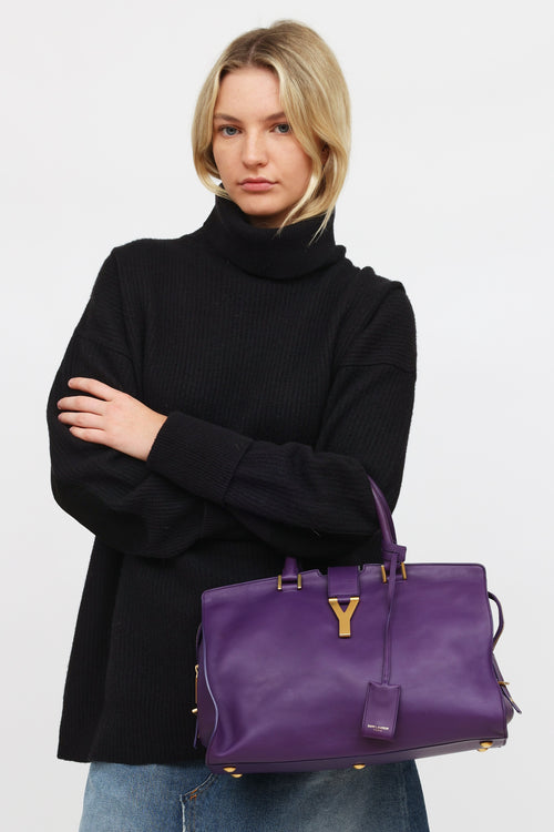 Saint Laurent Purple Leather Cabas Chyc Tote Bag