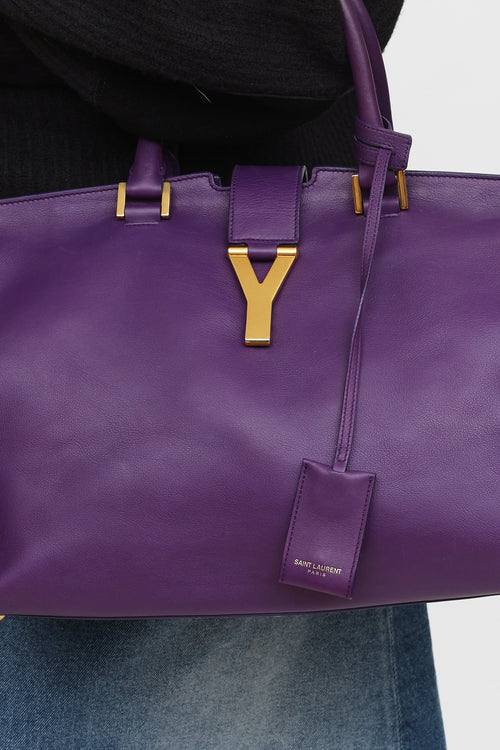 Saint Laurent Purple Leather Cabas Chyc Tote Bag