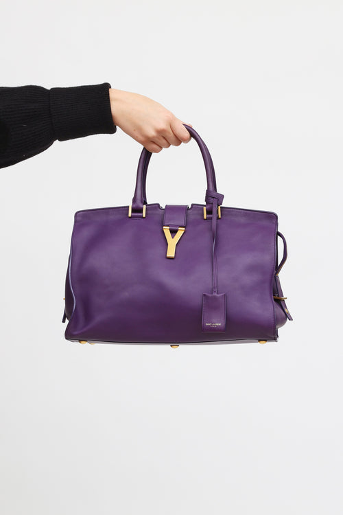 Saint Laurent Purple Leather Cabas Chyc Tote Bag