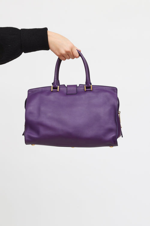 Saint Laurent Purple Leather Cabas Chyc Tote Bag