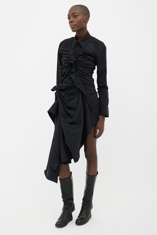 Yohji Yamamoto FW17/18 Black Ruffle Asymmetrical Dress