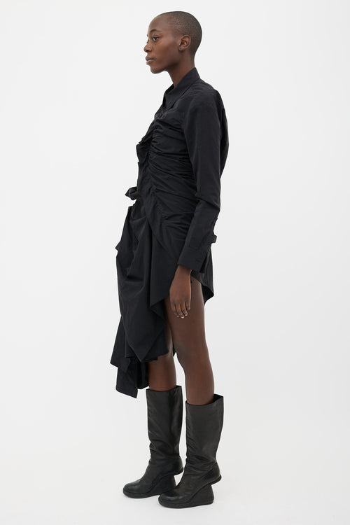 Yohji Yamamoto FW17/18 Black Ruffle Asymmetrical Dress