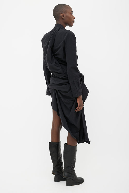 Yohji Yamamoto FW17/18 Black Ruffle Asymmetrical Dress