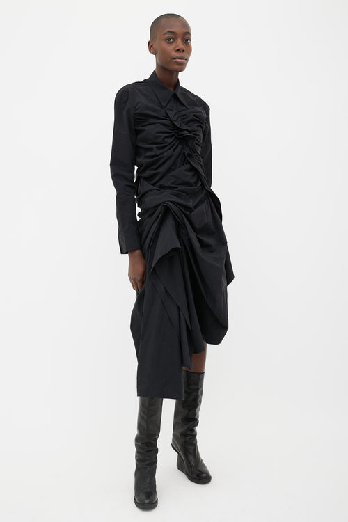 Yohji Yamamoto FW17/18 Black Ruffle Asymmetrical Dress