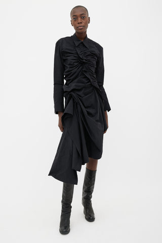 Yohji Yamamoto FW17/18 Black Ruffle Asymmetrical Dress