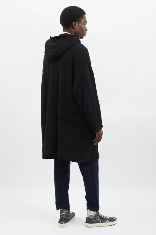 Yohji Yamamoto Black Fleece Raised Hooded Coat