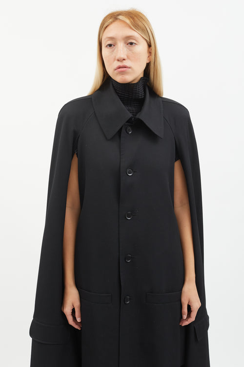 +Noir FW16 Black Double Layer Cape