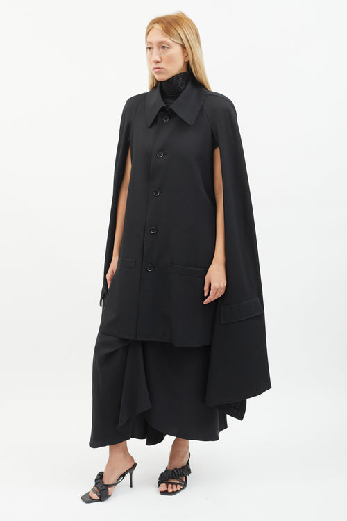 +Noir FW16 Black Double Layer Cape