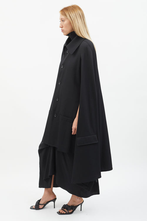 +Noir FW16 Black Double Layer Cape