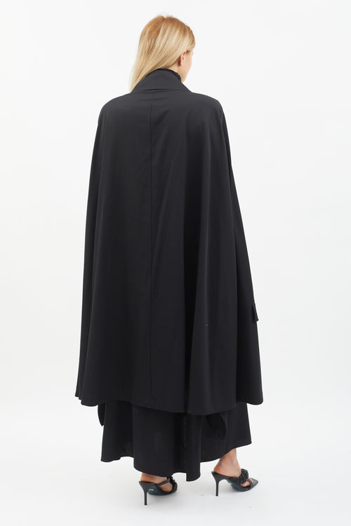 +Noir FW16 Black Double Layer Cape