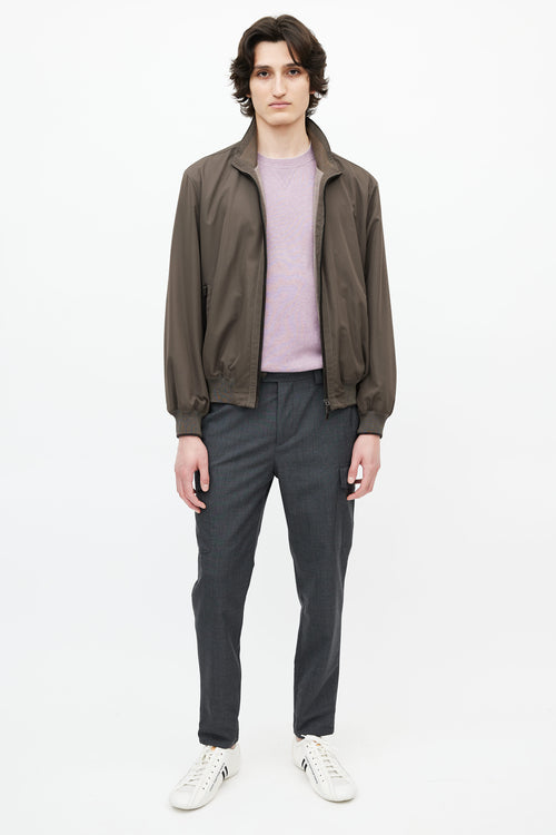 Zegna Green Nylon Bomber Jacket