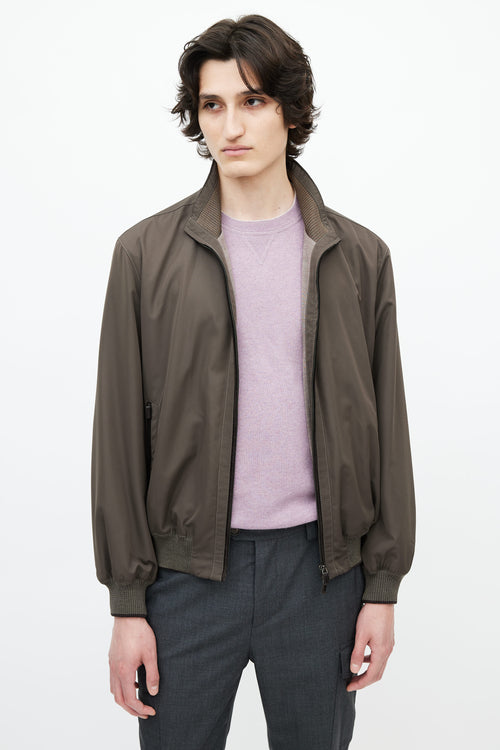 Zegna Green Nylon Bomber Jacket