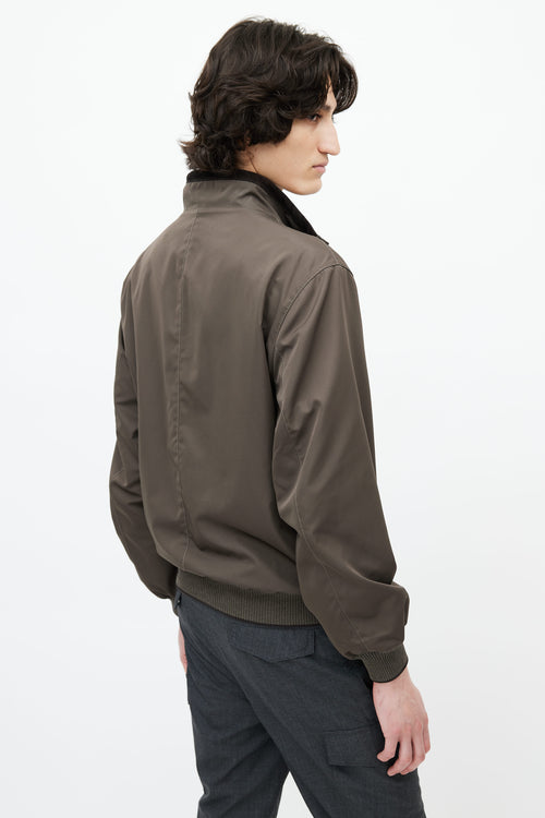 Zegna Green Nylon Bomber Jacket