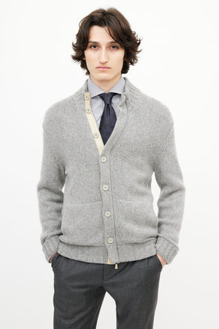 Zegna Grey Cashmere Knit Cardigan