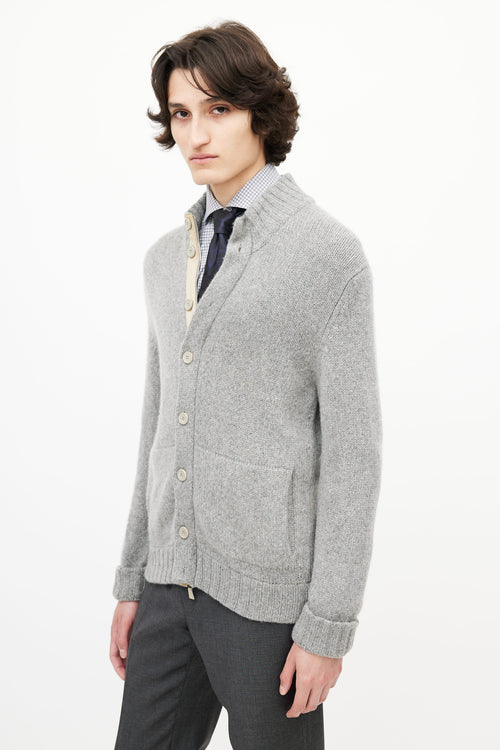 Zegna Grey Cashmere Knit Cardigan